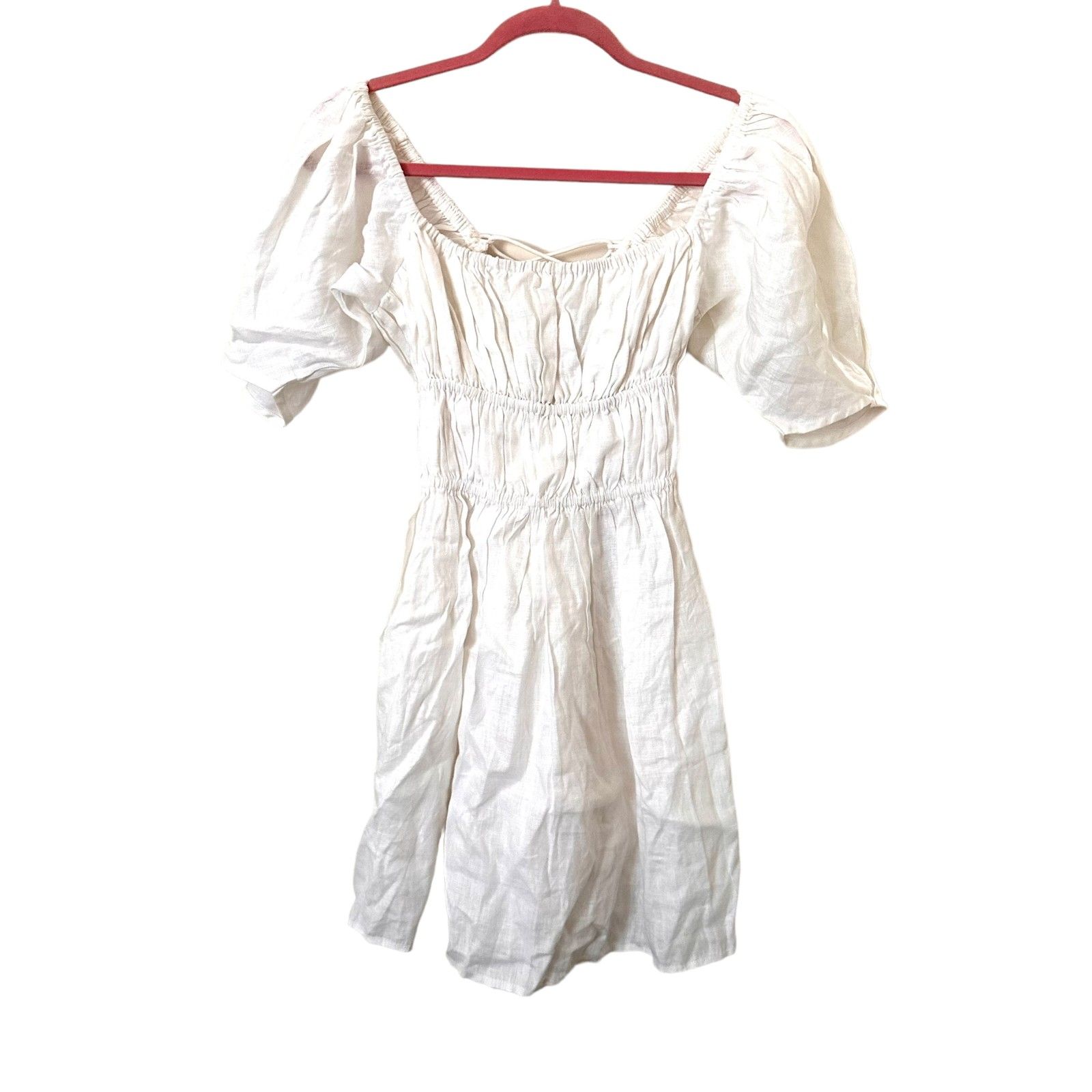 Summer Away Sydney Linen Puff Sleeve Poplin Mini Dress Nwt Sz Small — image 5 of 7